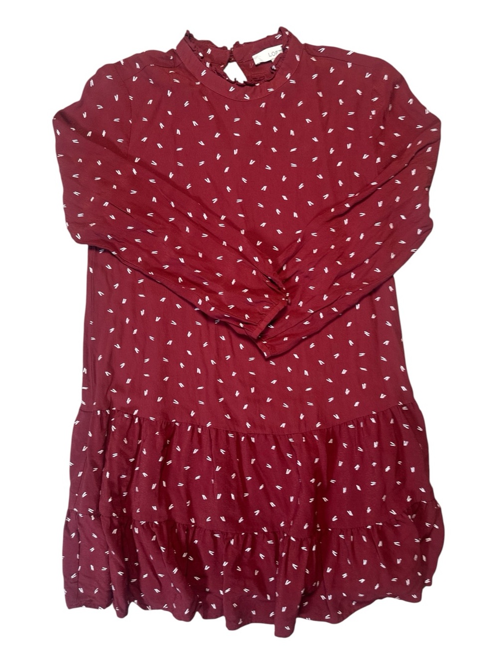 Loft Ruffle Dress Red Size Medium